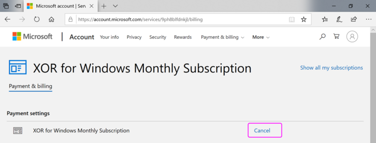 Web page of Monthly Subscription(Unsubscribe)