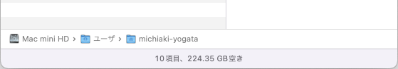 Mac miniのSSD空き容量
